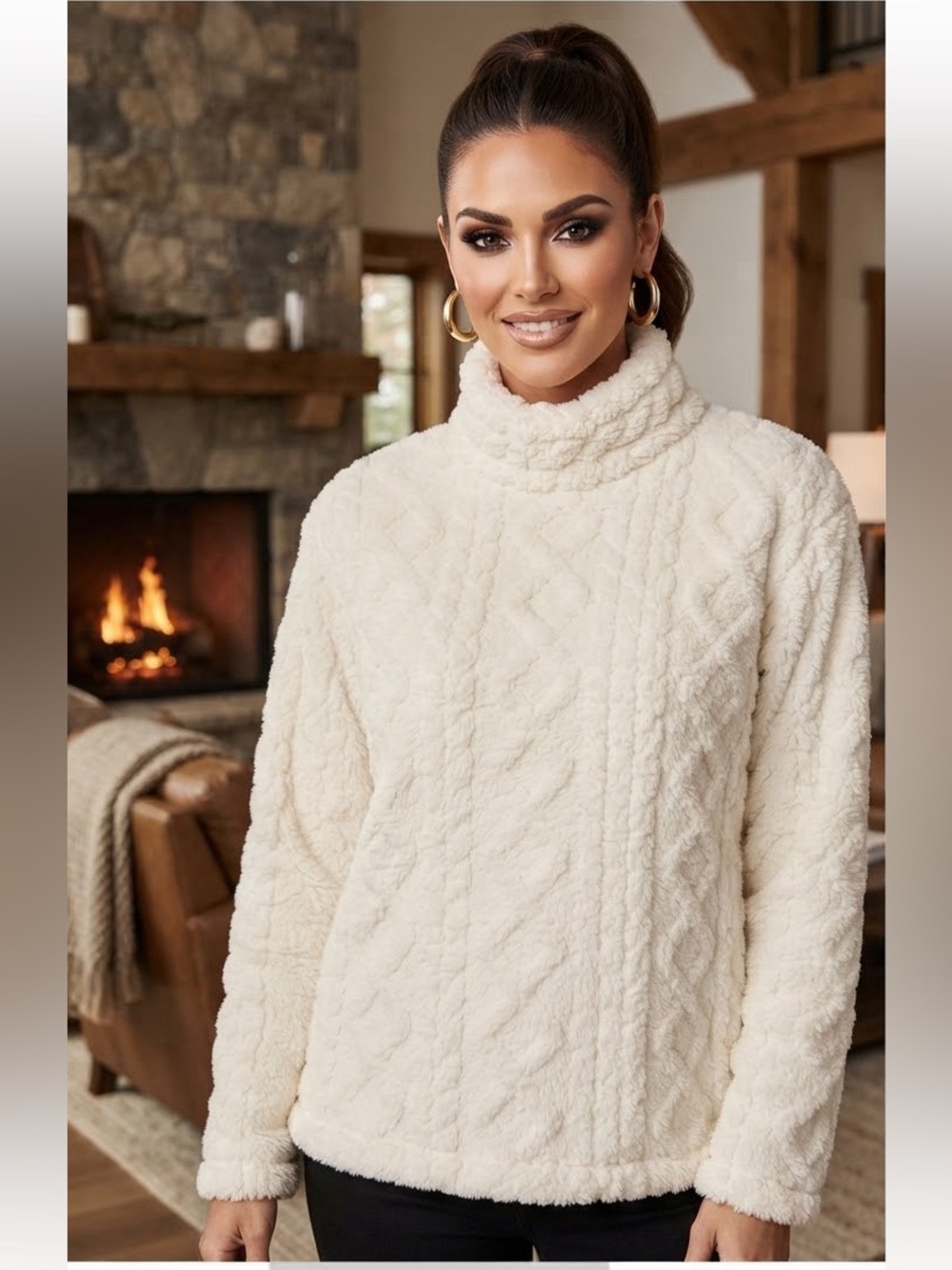 NWT XL Eddie Bauer Ultra Soft Cabled Fleece
Pullover Sweater